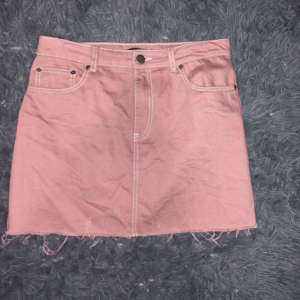 Pink denim skirt